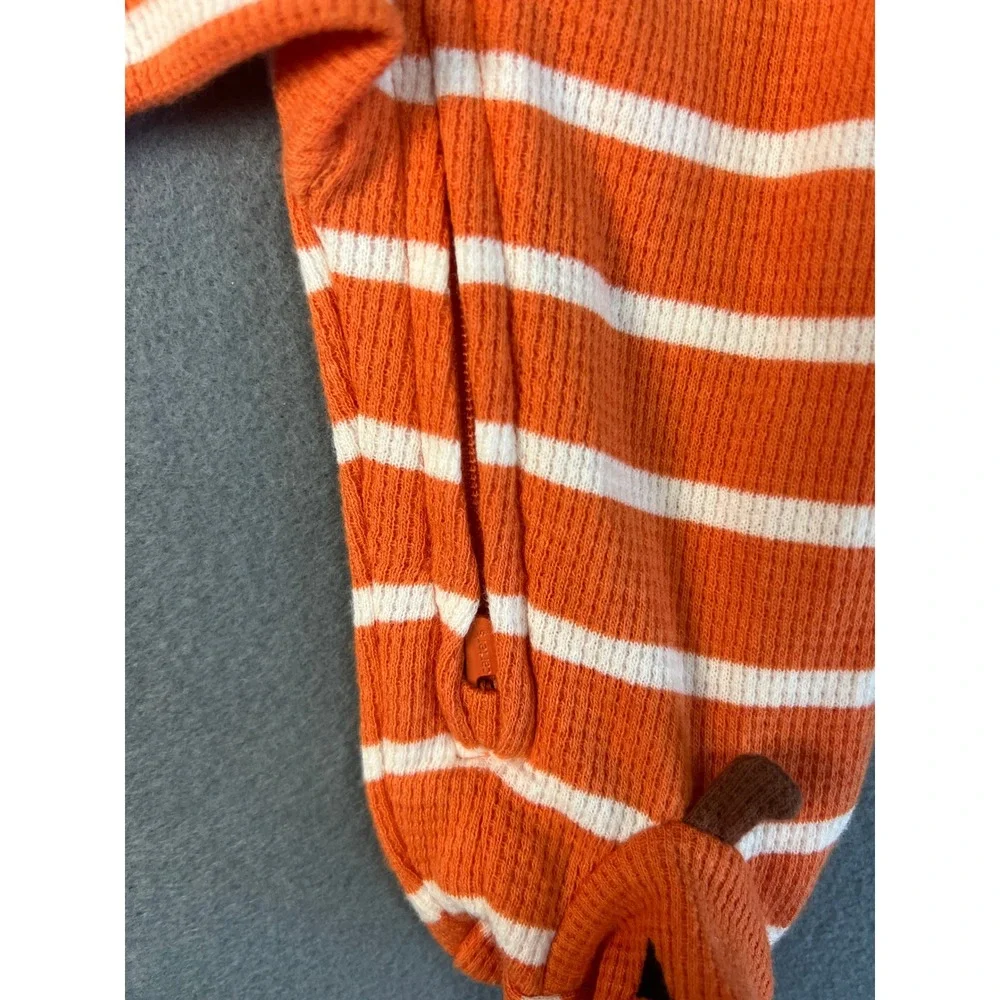 Carter's Halloween Pumpkin Striped Thermal Footed Sleeper Pajamas Baby 3M NWT